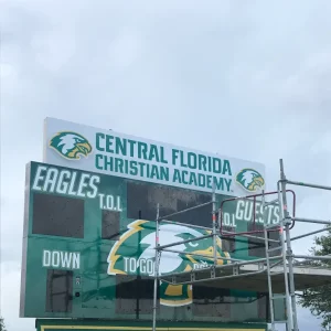 Football Scoreboard in green and white with eagles