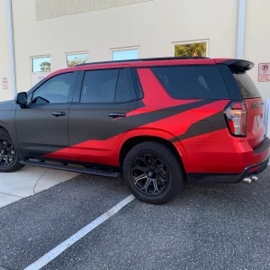 black and red wrap for van